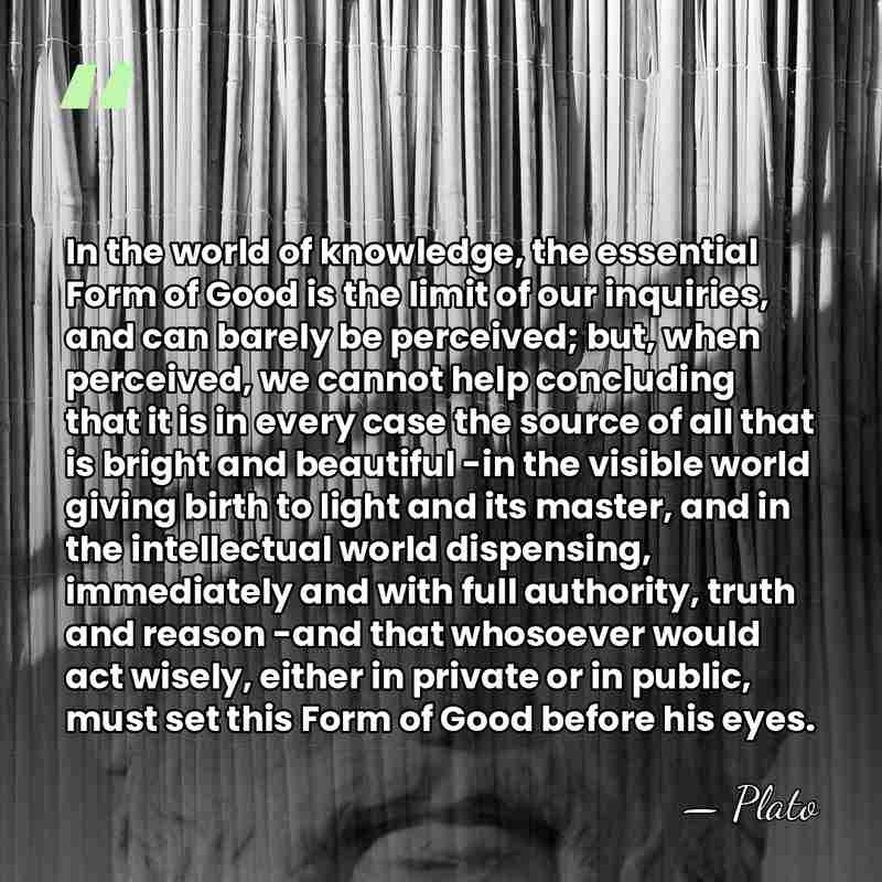 In the world of knowledge, the essential Form of Good is the&hellip; - Plato