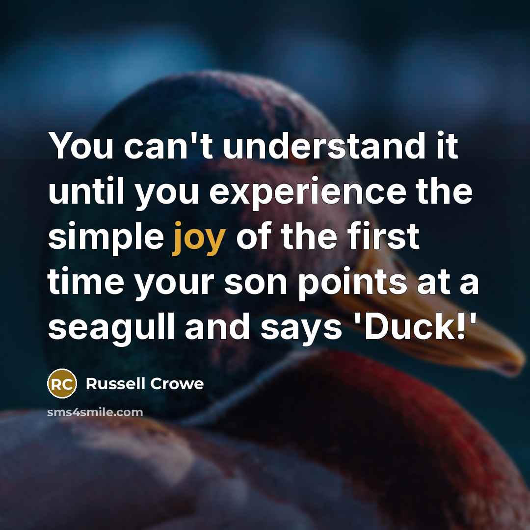 “You can't understand it until you experience the simple joy…” quote by Russell Crowe