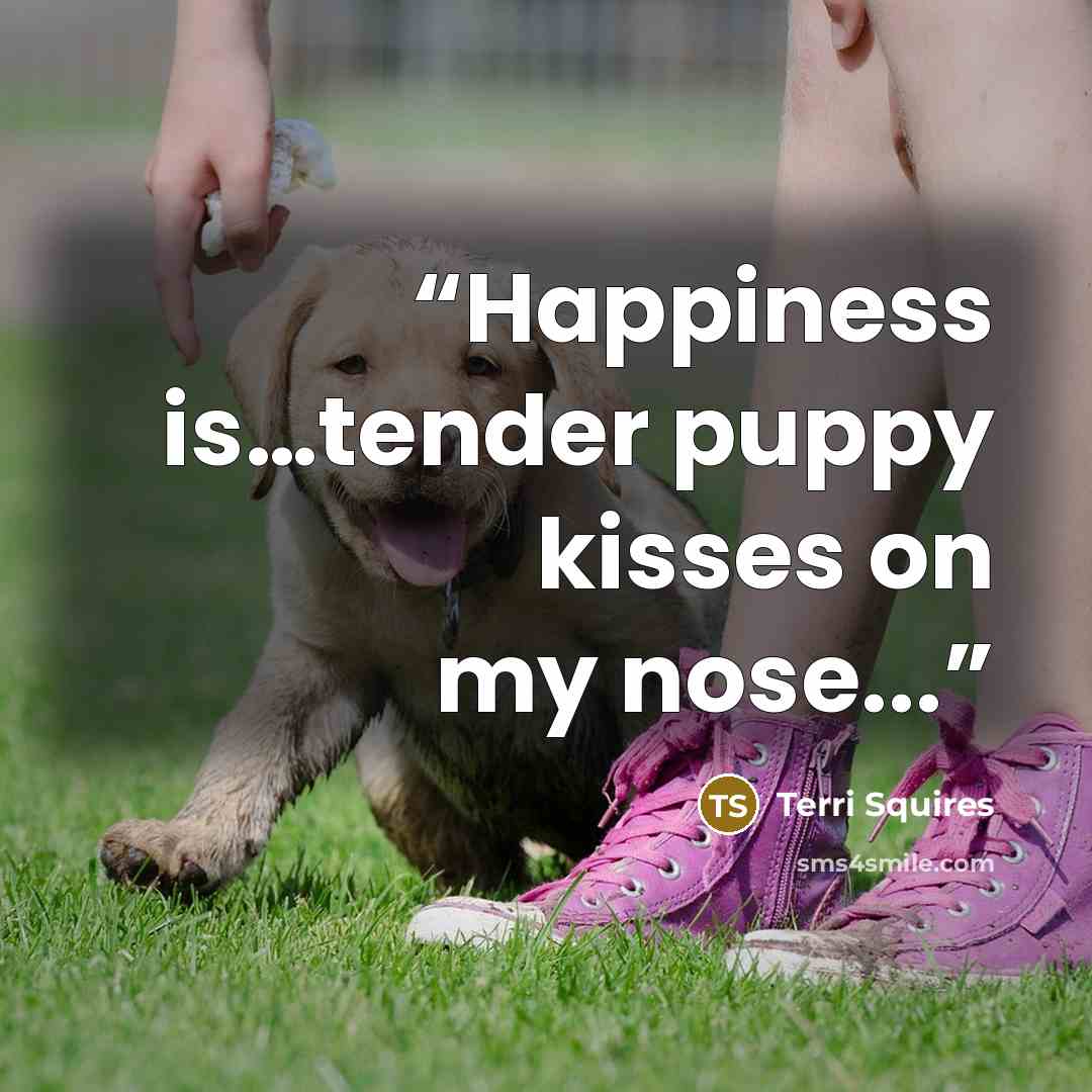 “Happiness is…tender puppy kisses on my nose...” quote by Terri Squires