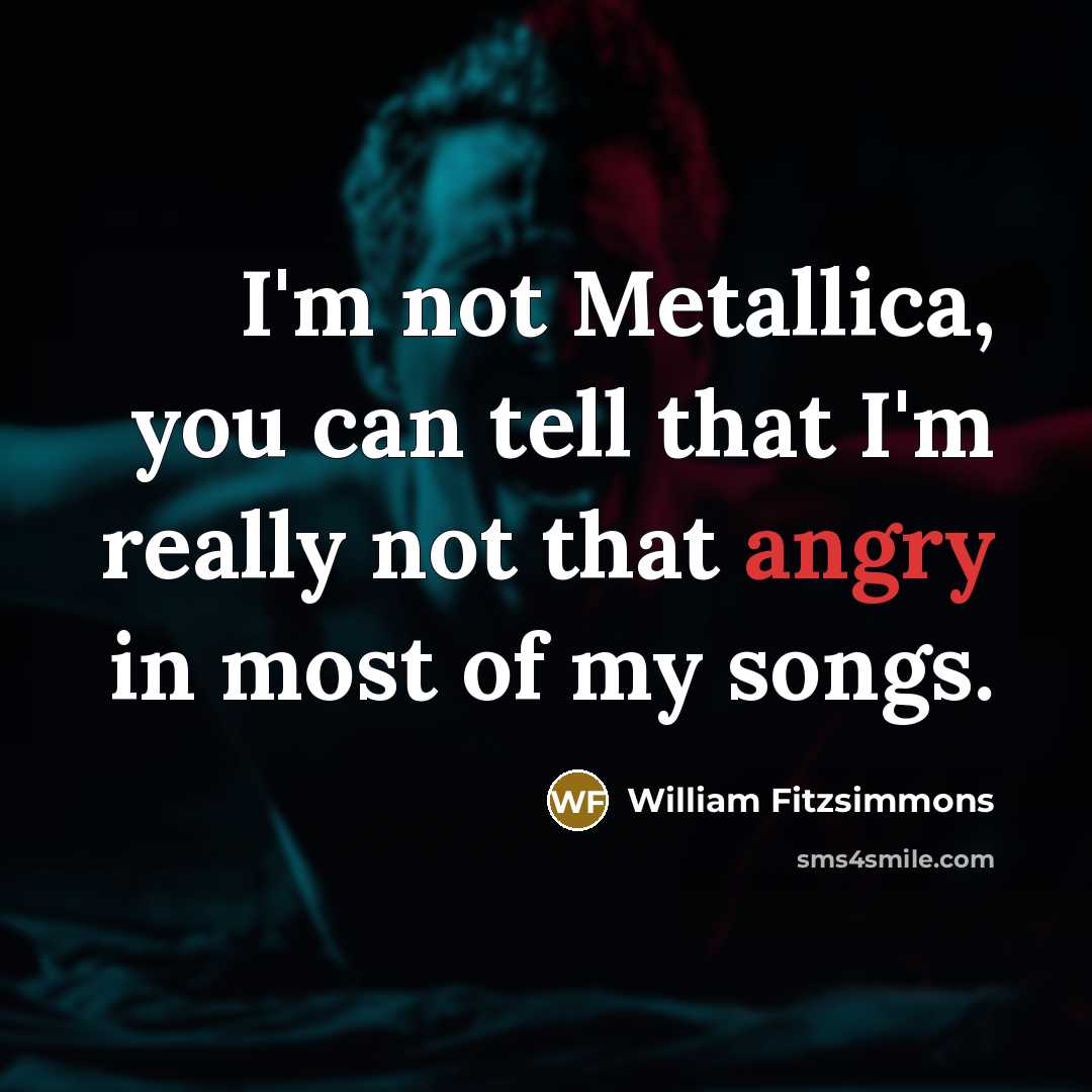 “I'm not Metallica, you can tell that I'm really not…” quote by William Fitzsimmons