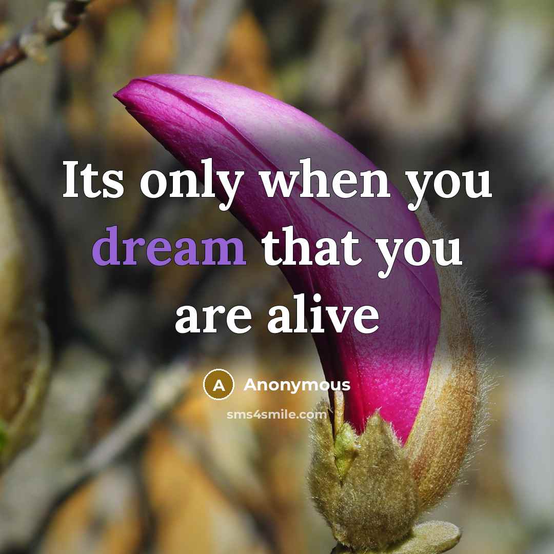 “Its only when you dream that you are alive” quote by Anonymous