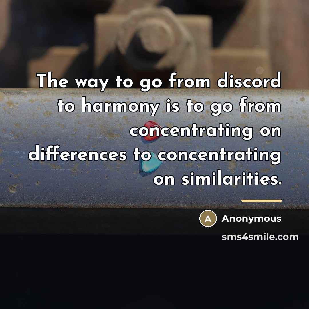 “The way to go from discord to harmony is to…” quote by Anonymous