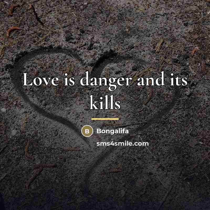 “Love is danger and its kills…” quote by Bongalifa