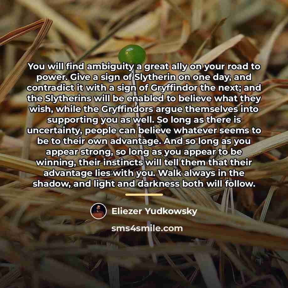 “You will find ambiguity a great ally on your road…” quote by Eliezer Yudkowsky