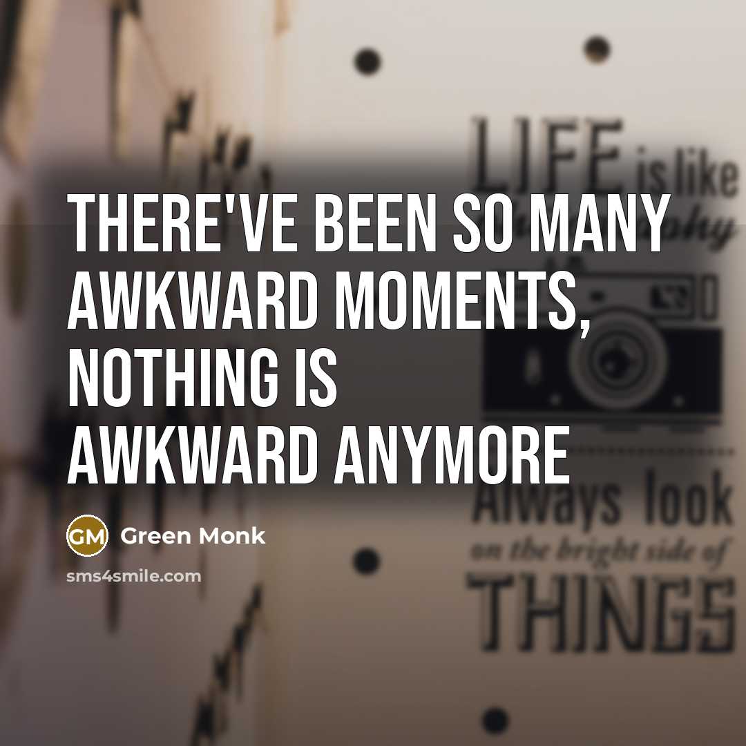 “There've been so many awkward moments, nothing is awkward anymore…” quote by Green Monk