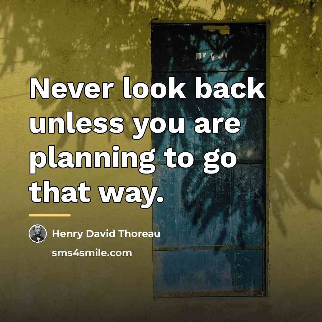 “Never look back unless you are planning to go that…” quote by Henry David Thoreau