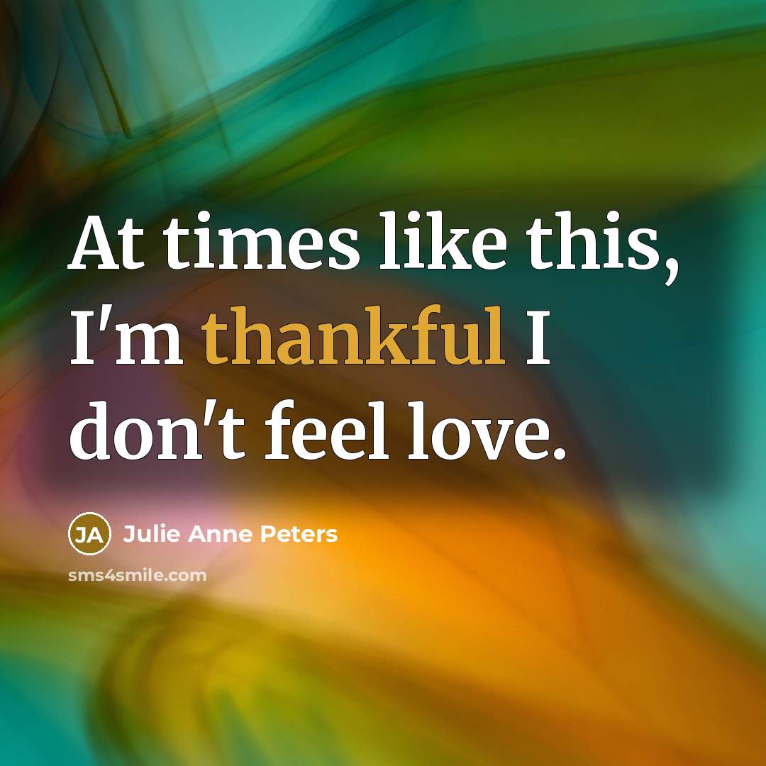 “At times like this, I'm thankful I don't feel love.…” quote by Julie Anne Peters