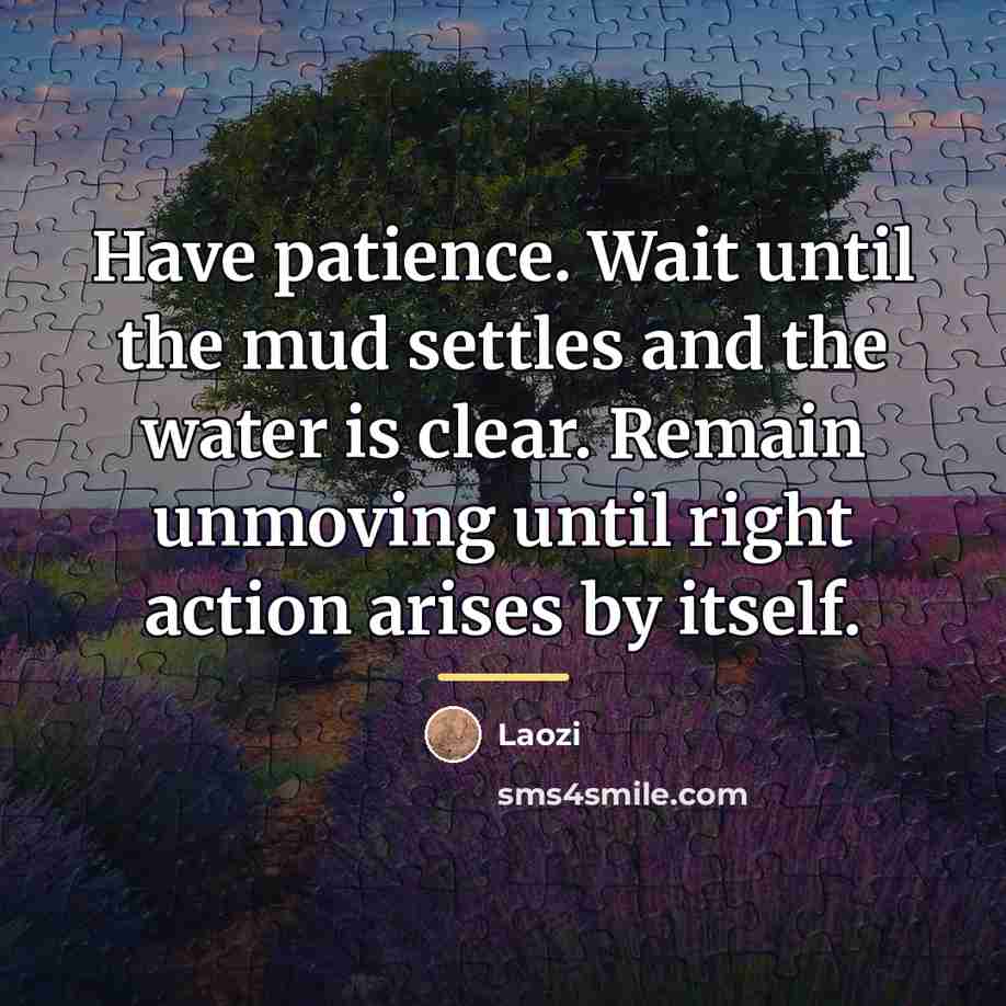 “Have patience. Wait until the mud settles and the water…” quote by Laozi