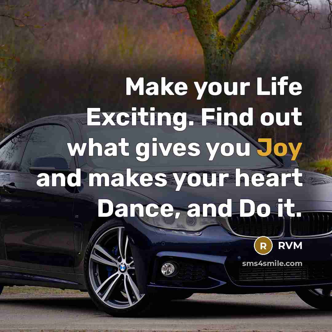 “Make your Life Exciting. Find out what gives you Joy…” quote by RVM