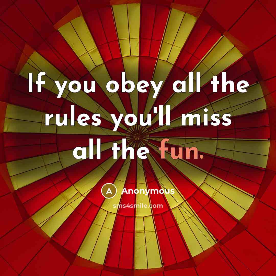 “If you obey all the rules you'll miss all the…” quote by Anonymous
