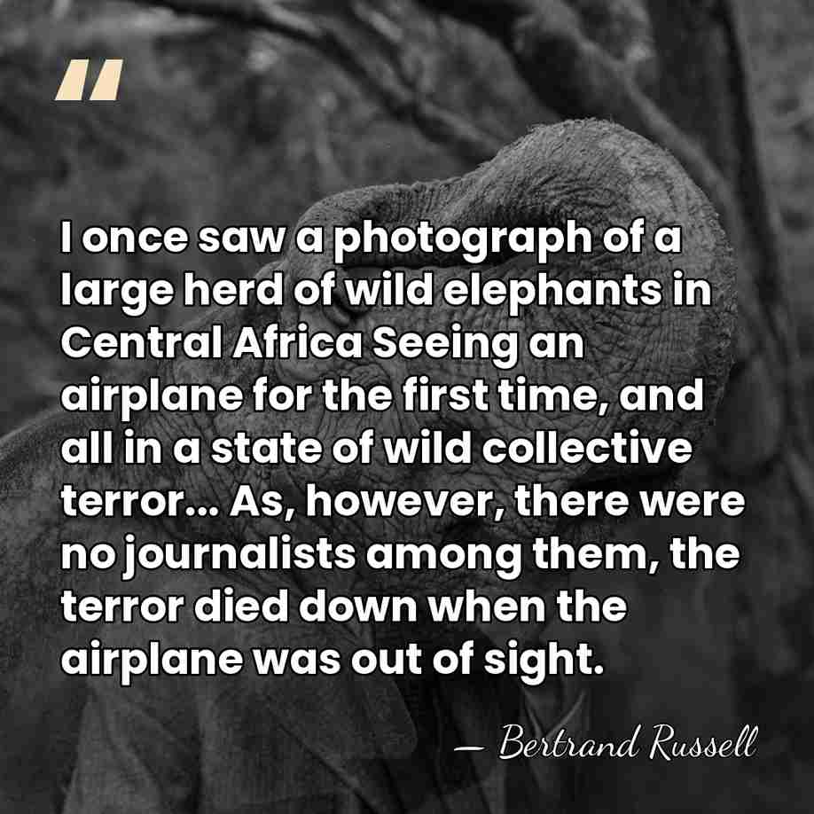 I once saw a photograph of a large herd of wild elephants&hellip; - Bertrand Russell