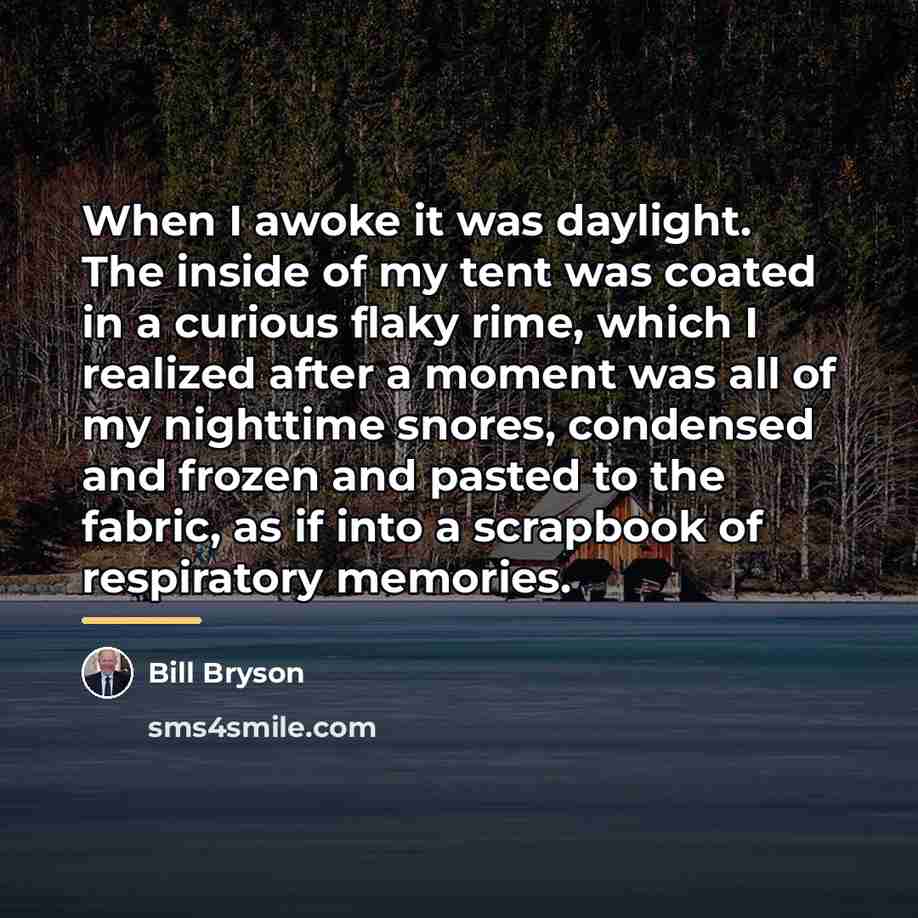 “When I awoke it was daylight. The inside of my…” quote by Bill Bryson