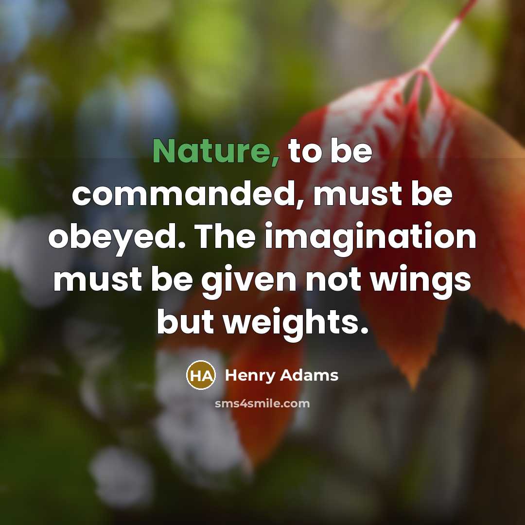 “Nature, to be commanded, must be obeyed. The imagination must…” quote by Henry Adams