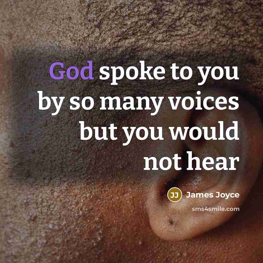“God spoke to you by so many voices but you…” quote by James Joyce