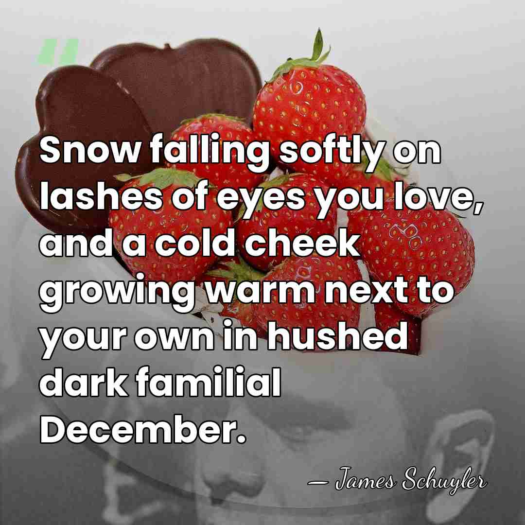 Snow falling softly on lashes of eyes you love, and a cold&hellip; - James Schuyler