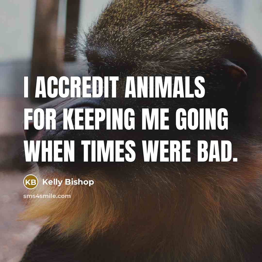 “I accredit animals for keeping me going when times were…” quote by Kelly Bishop