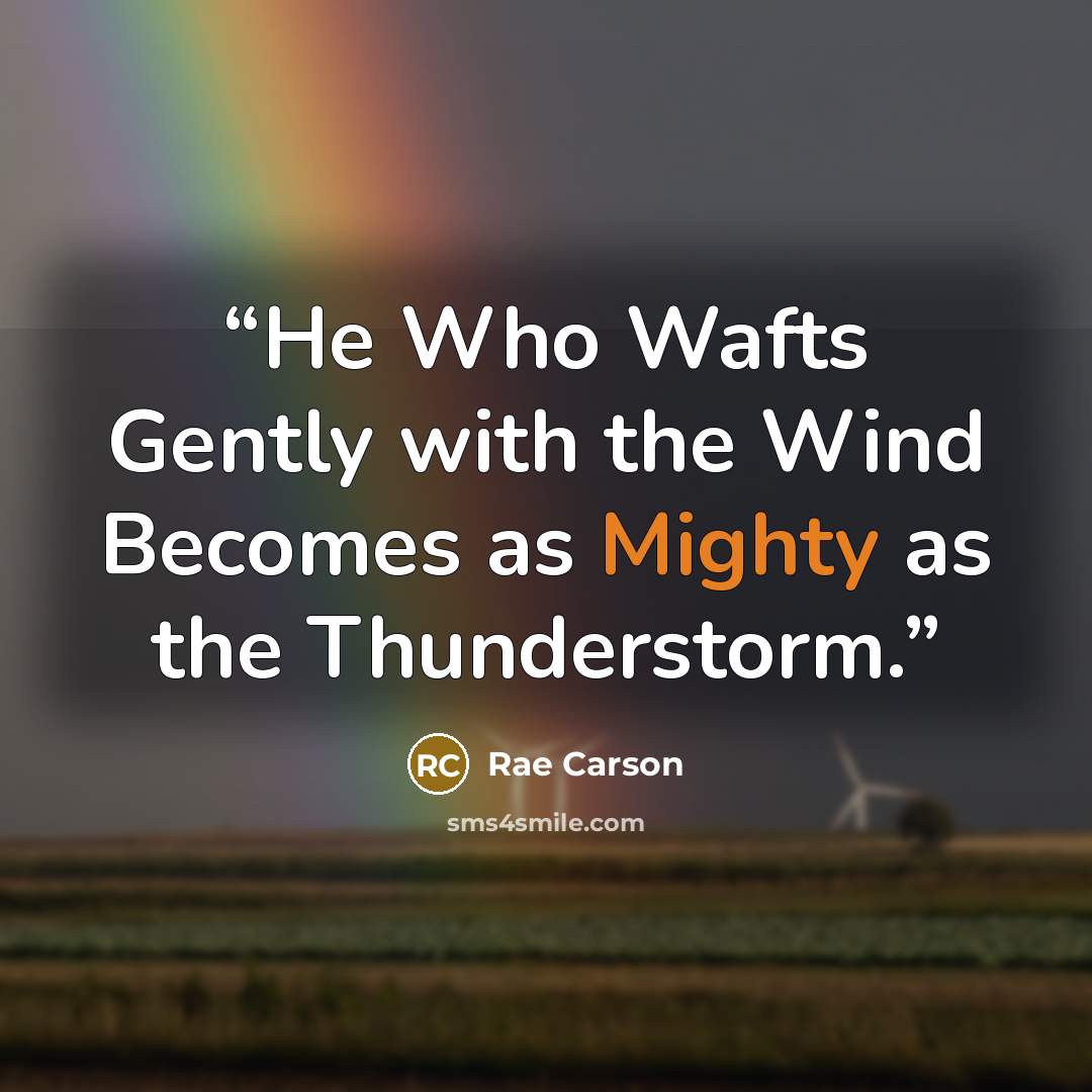 “He Who Wafts Gently with the Wind Becomes as Mighty as the Thunderstorm.” quote by Rae Carson