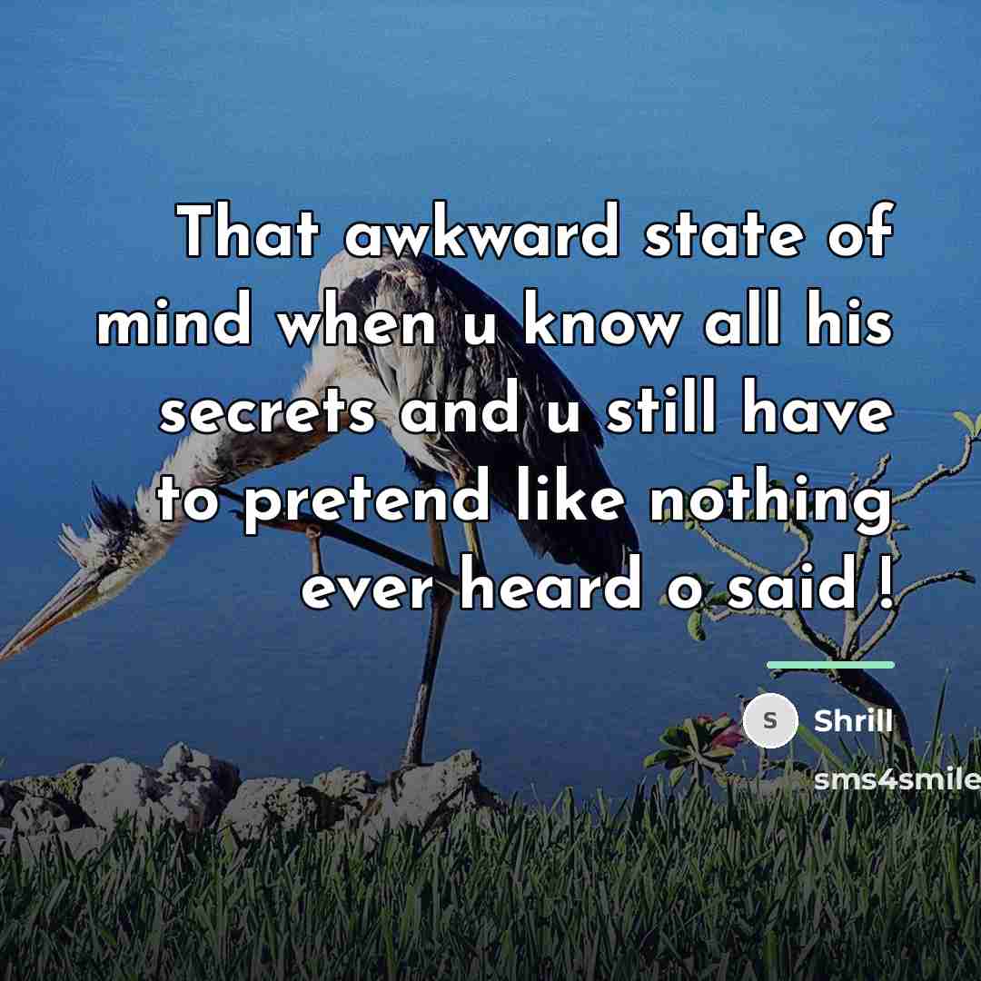 “That awkward state of mind when u know all his…” quote by Shrill