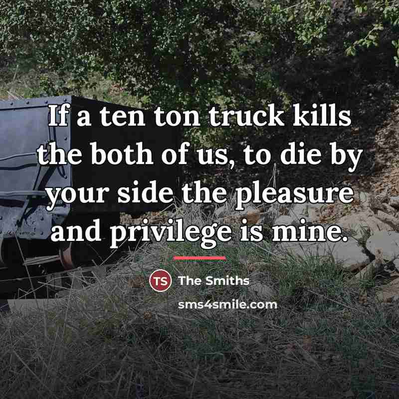 “If a ten ton truck kills the both of us,…” quote by The Smiths
