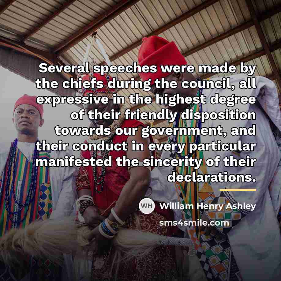 “Several speeches were made by the chiefs during the council,…” quote by William Henry Ashley