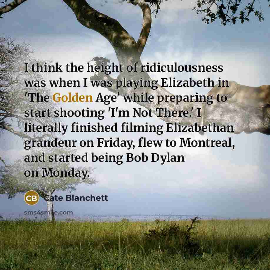 “I think the height of ridiculousness was when I was…” quote by Cate Blanchett