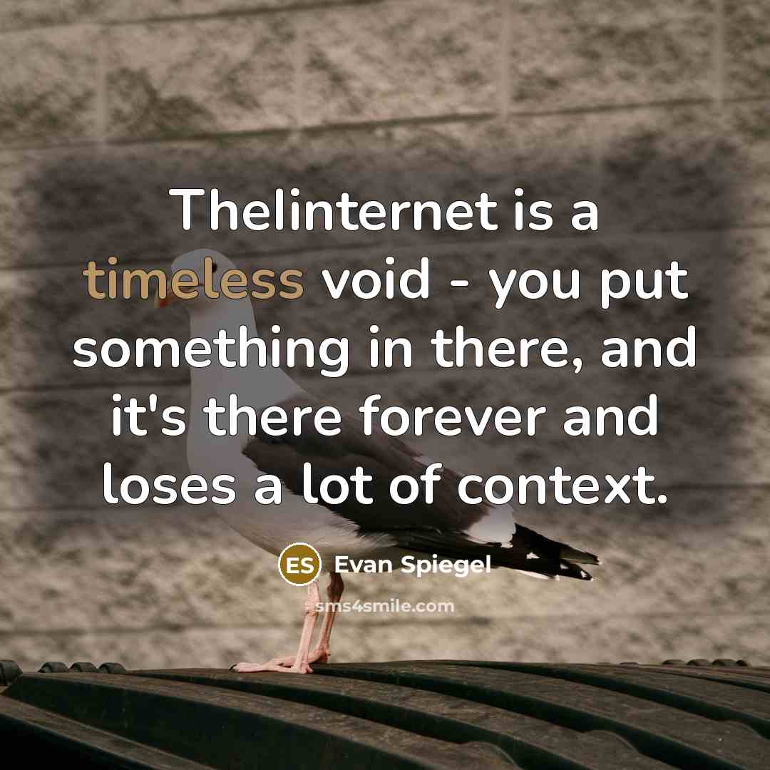 “TheIinternet is a timeless void - you put something in…” quote by Evan Spiegel