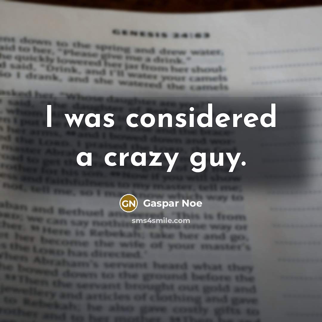 “I was considered a crazy guy.…” quote by Gaspar Noe