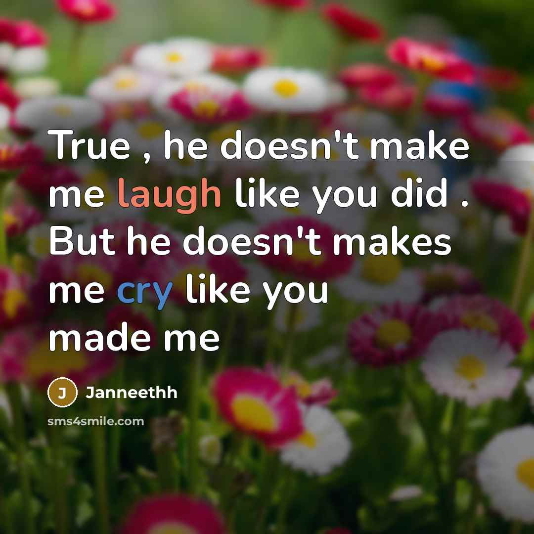 “True , he doesn't make me laugh like you did…” quote by Janneethh