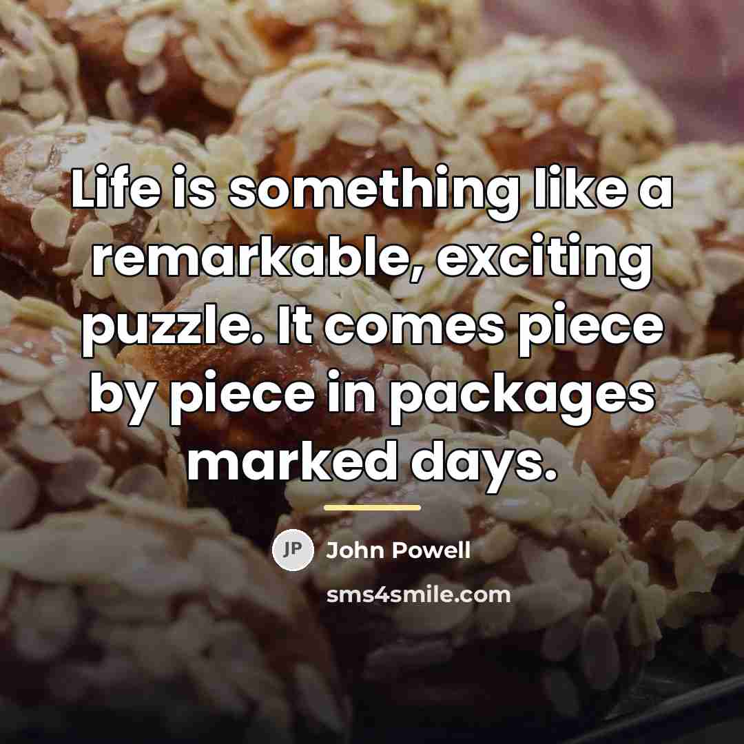 “Life is something like a remarkable, exciting puzzle. It comes…” quote by John Powell