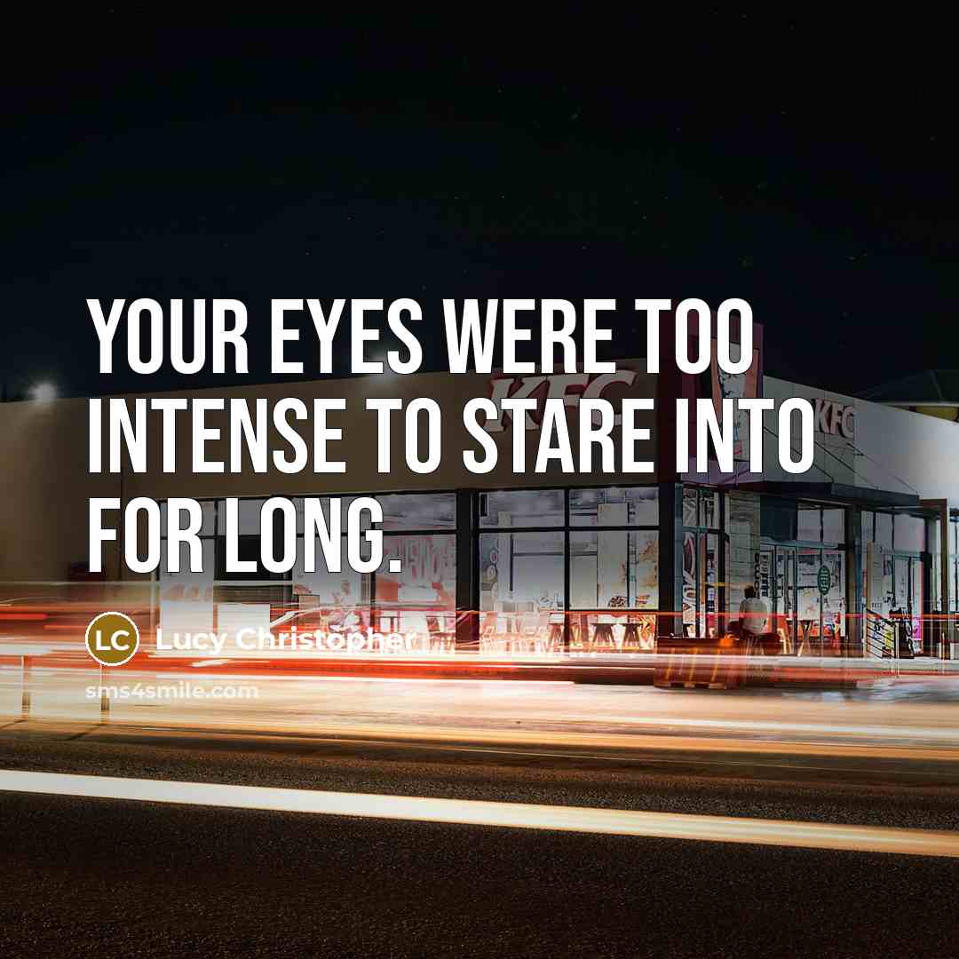 “Your eyes were too intense to stare into for long.…” quote by Lucy Christopher