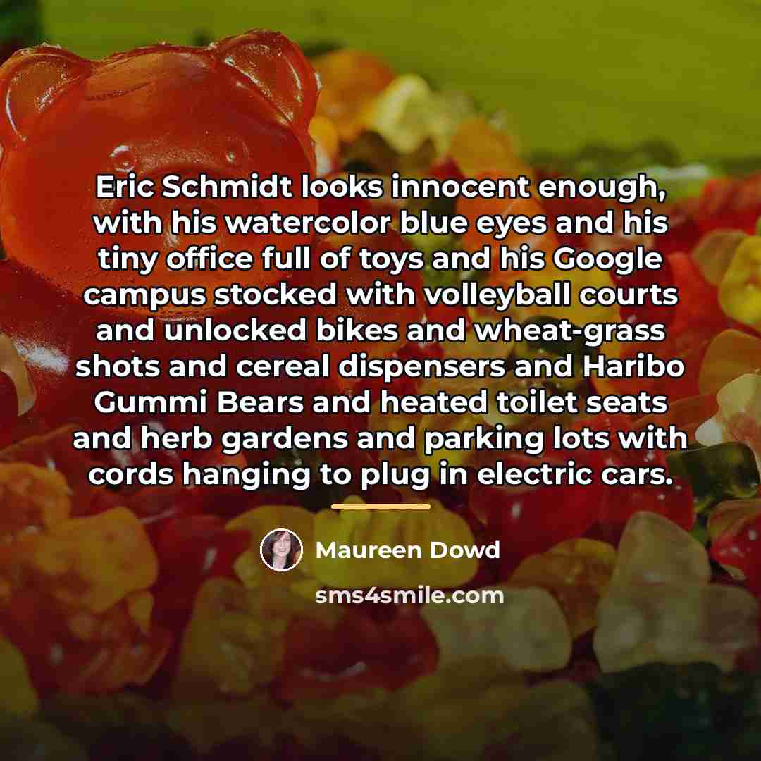 “Eric Schmidt looks innocent enough, with his watercolor blue eyes…” quote by Maureen Dowd