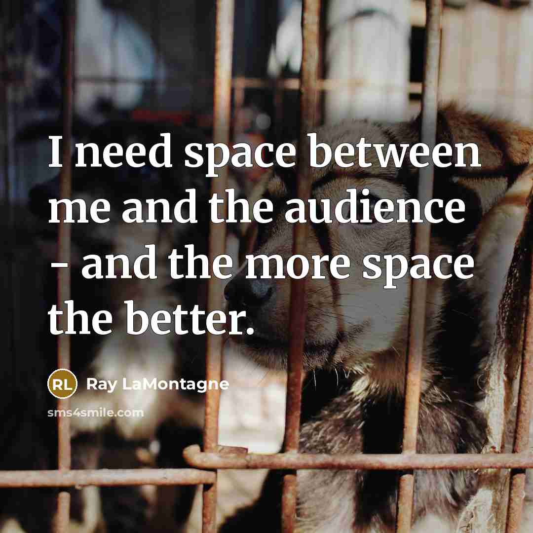 “I need space between me and the audience - and…” quote by Ray LaMontagne