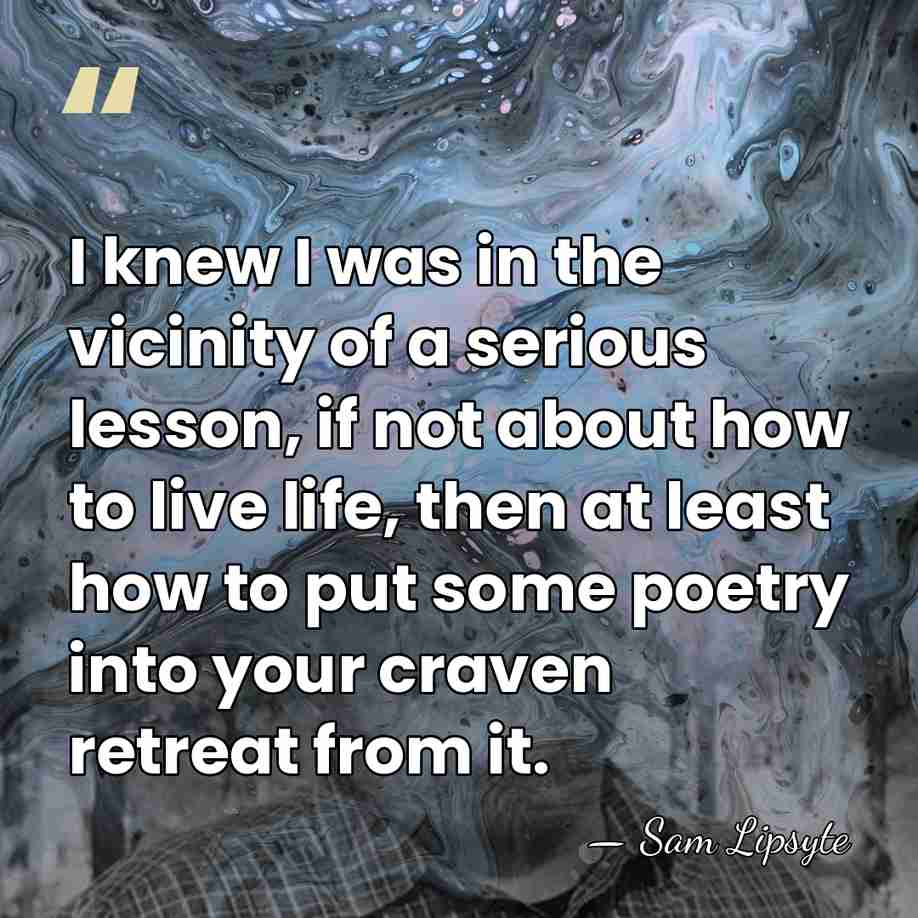 I knew I was in the vicinity of a serious lesson, if&hellip; - Sam Lipsyte
