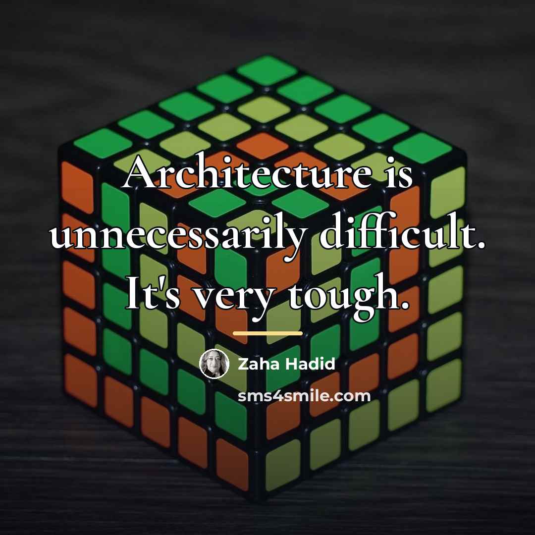 “Architecture is unnecessarily difficult. It's very tough.…” quote by Zaha Hadid