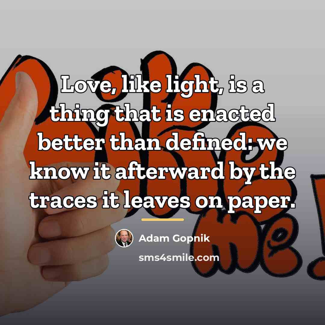 “Love, like light, is a thing that is enacted better…” quote by Adam Gopnik