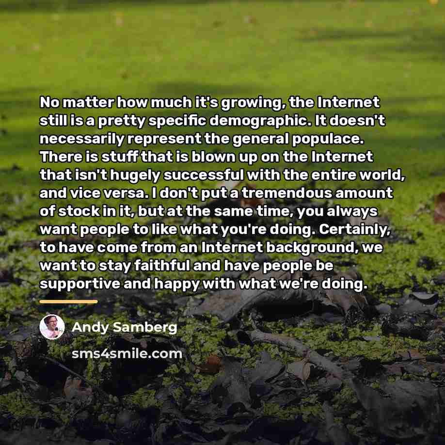 “No matter how much it's growing, the Internet still is…” quote by Andy Samberg