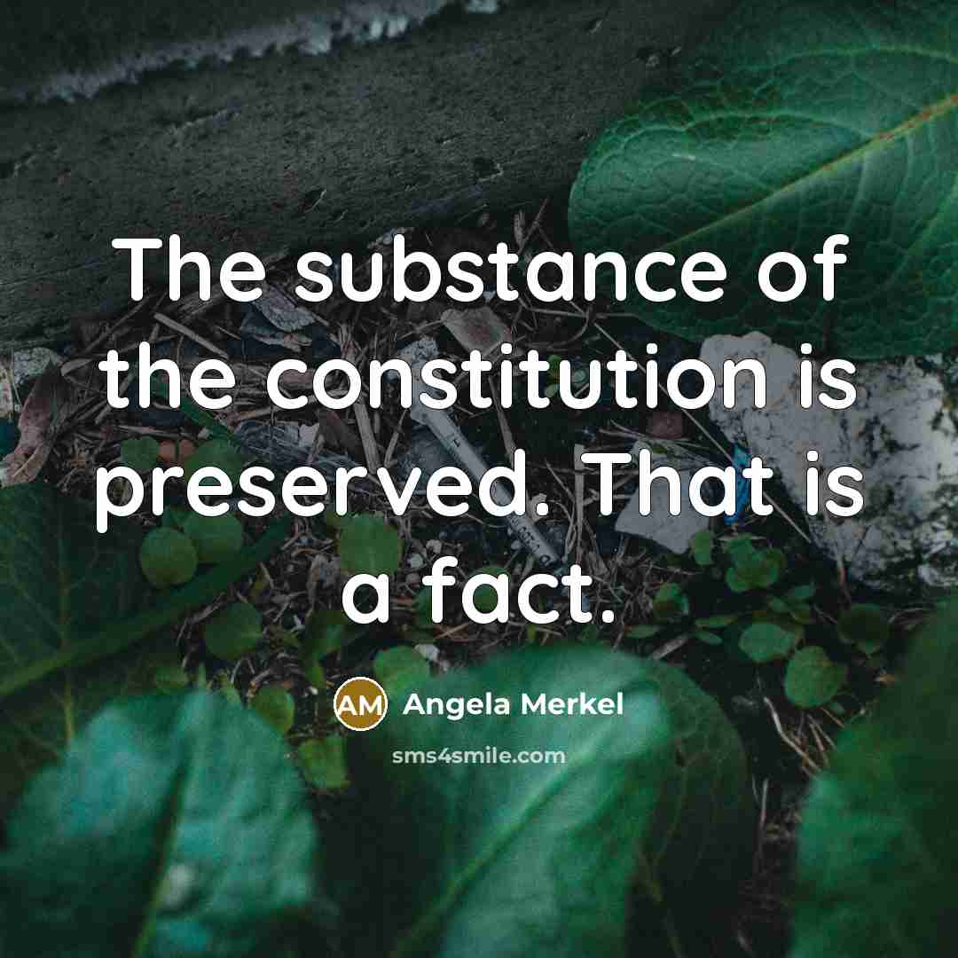 “The substance of the constitution is preserved. That is a…” quote by Angela Merkel