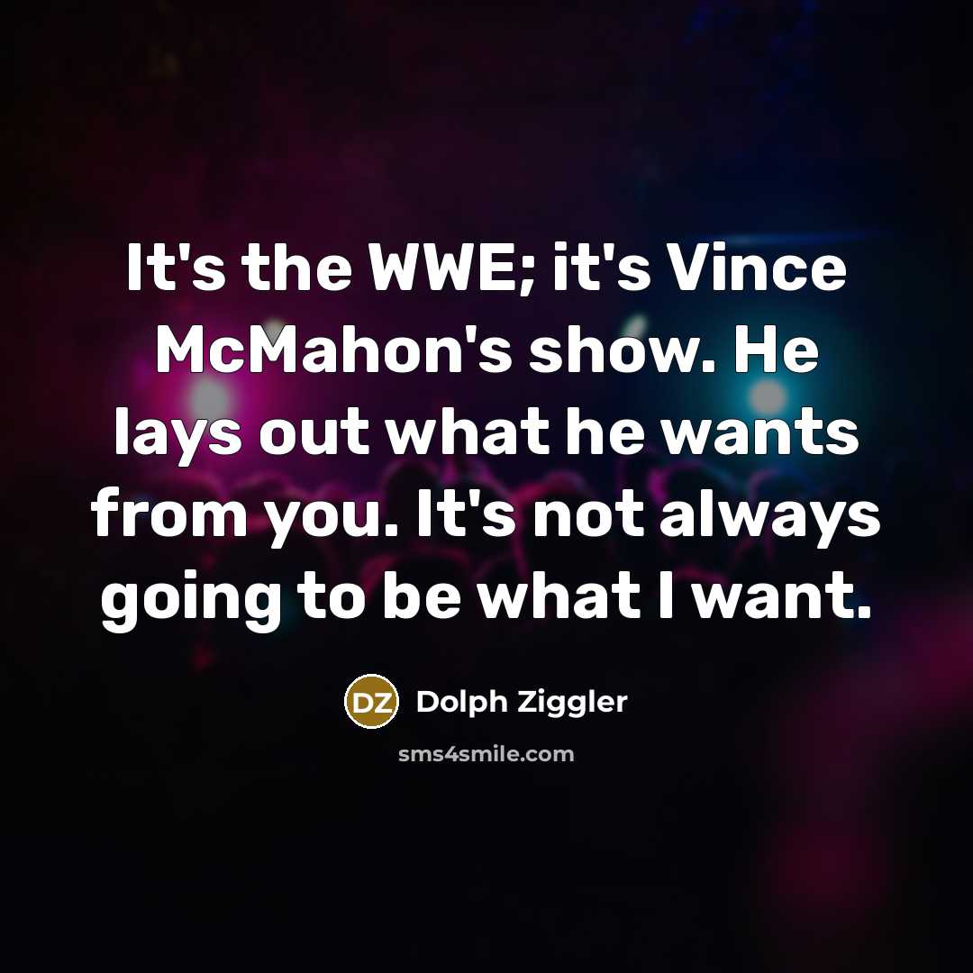 “It's the WWE; it's Vince McMahon's show. He lays out…” quote by Dolph Ziggler