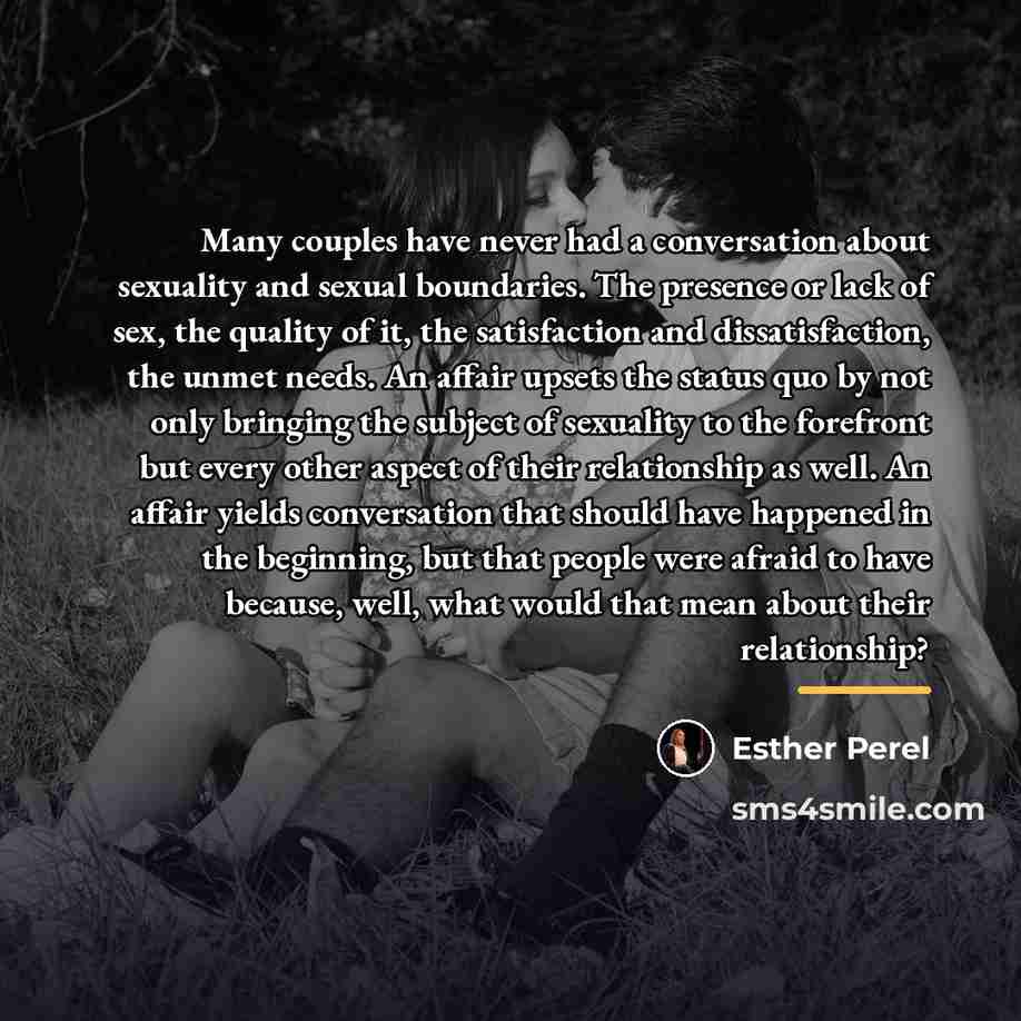 “Many couples have never had a conversation about sexuality and…” quote by Esther Perel