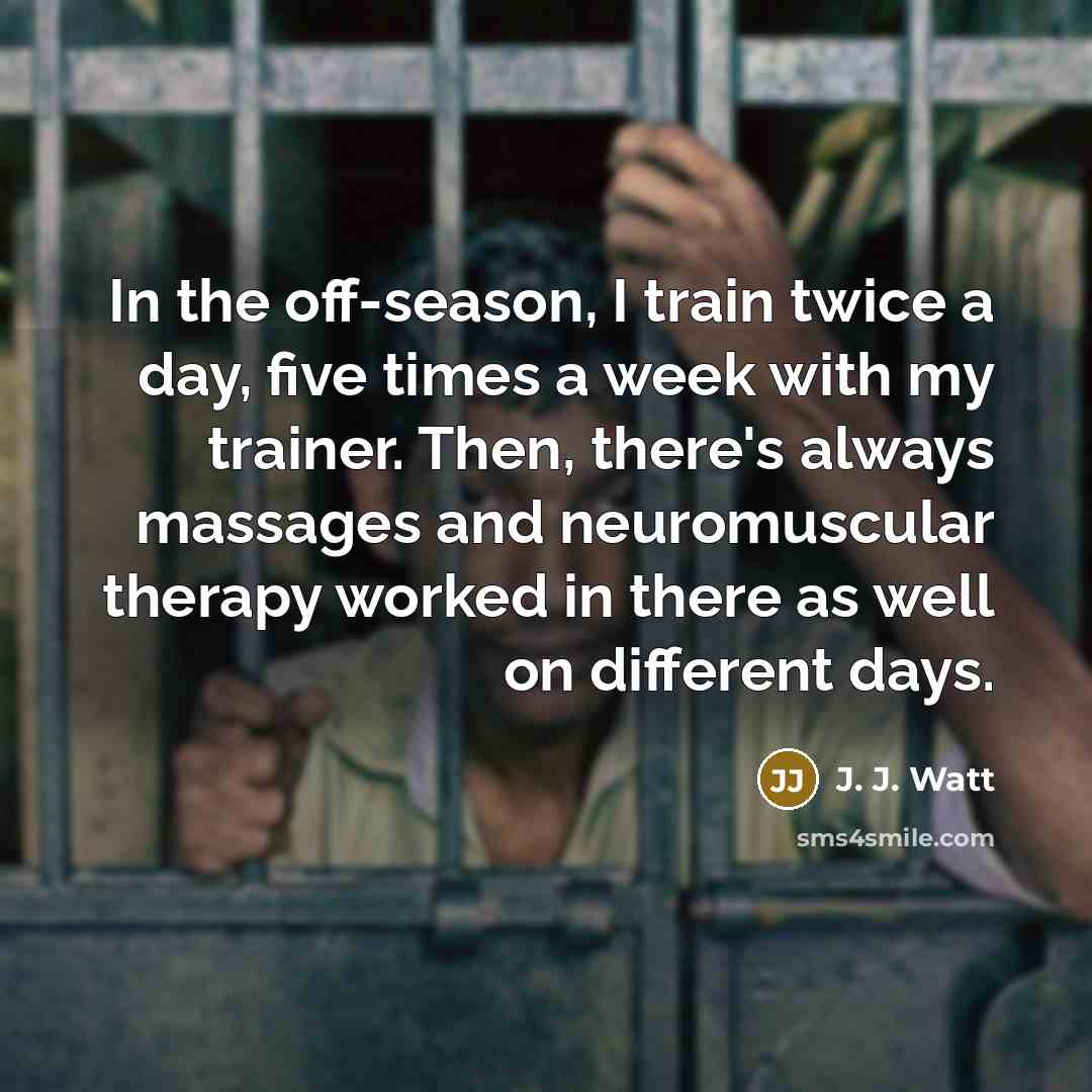 “In the off-season, I train twice a day, five times…” quote by J. J. Watt