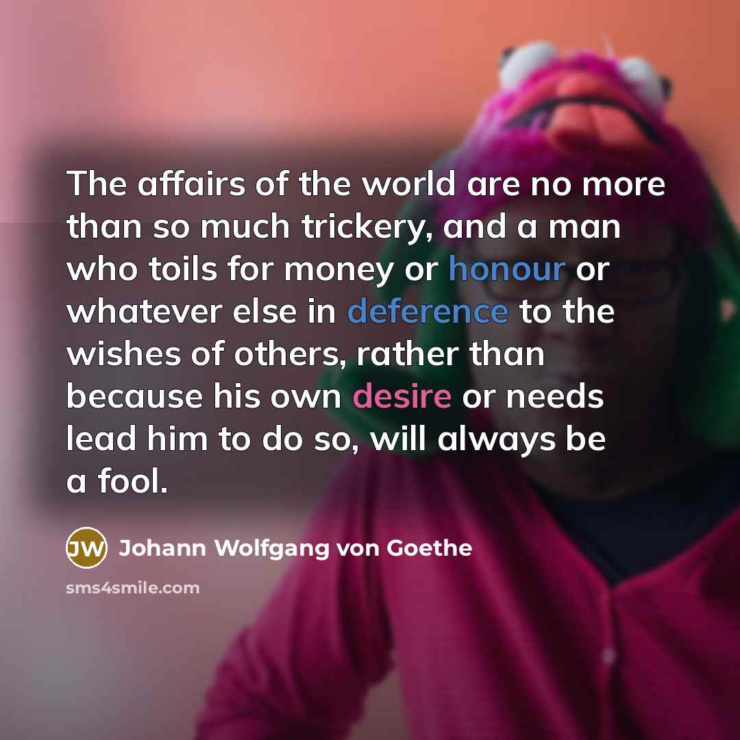 “The affairs of the world are no more than so…” quote by Johann Wolfgang von Goethe