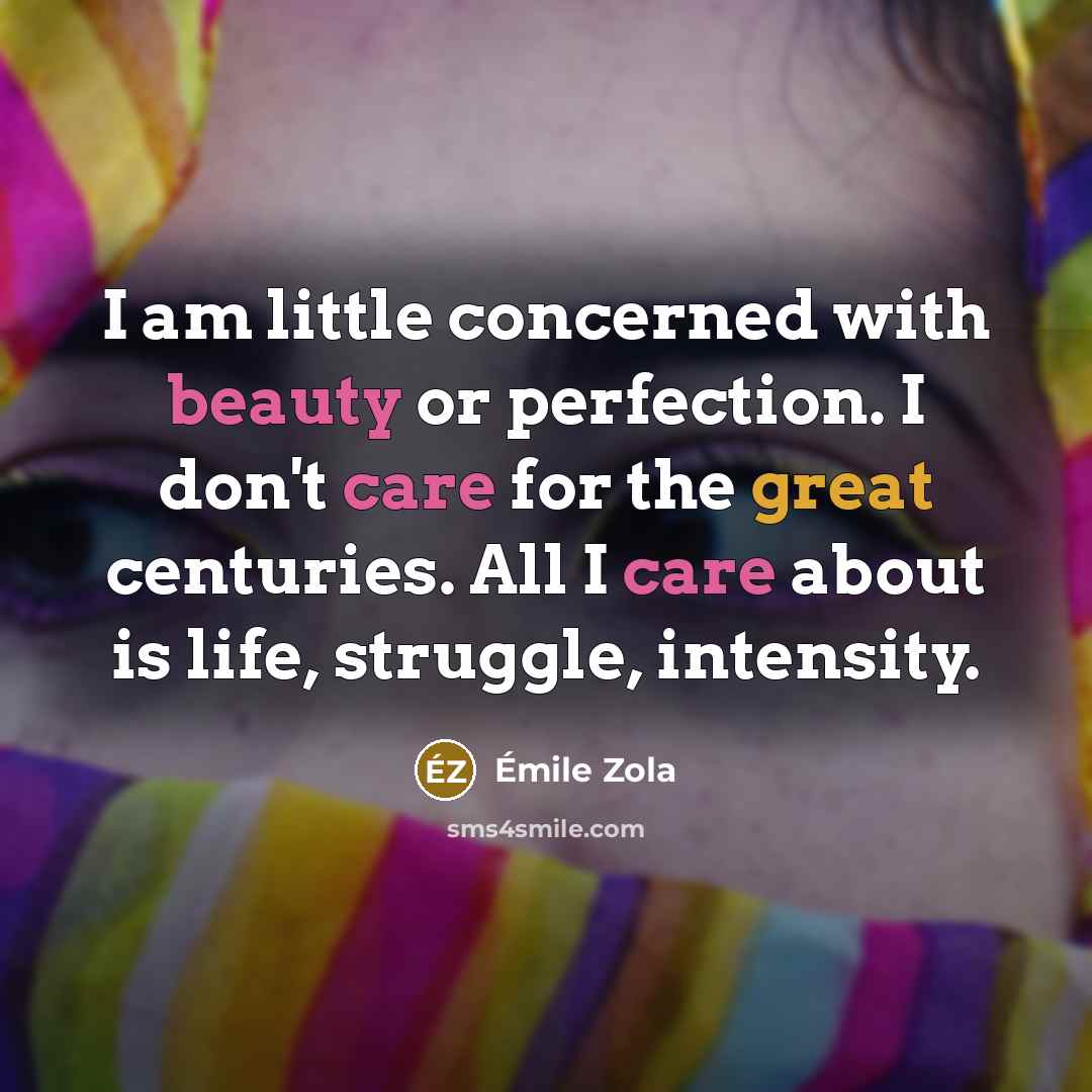 “I am little concerned with beauty or perfection. I don't…” quote by Emile Zola