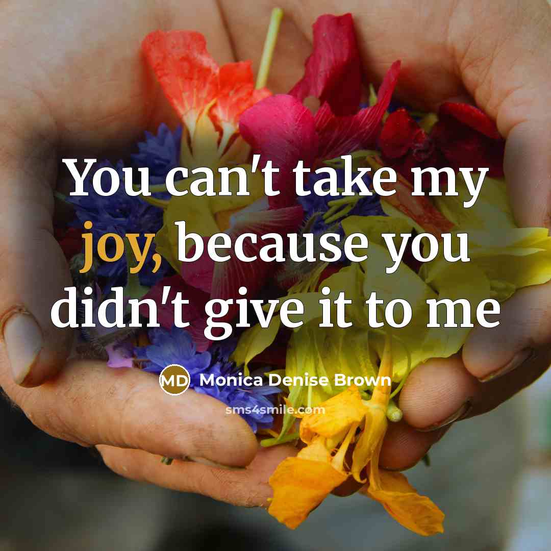 “You can't take my joy, because you didn't give it…” quote by Monica Denise Brown