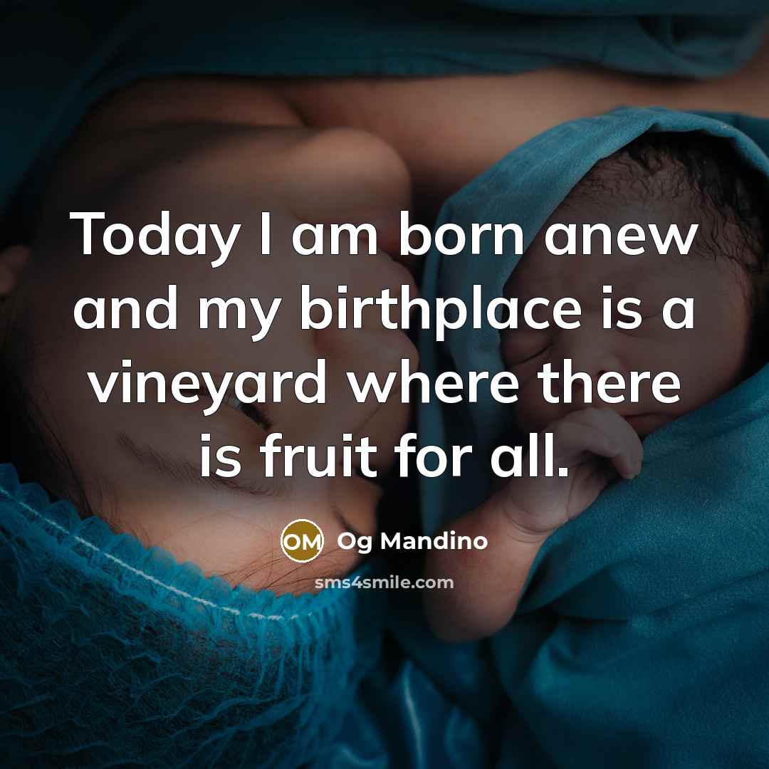 “Today I am born anew and my birthplace is a…” quote by Og Mandino
