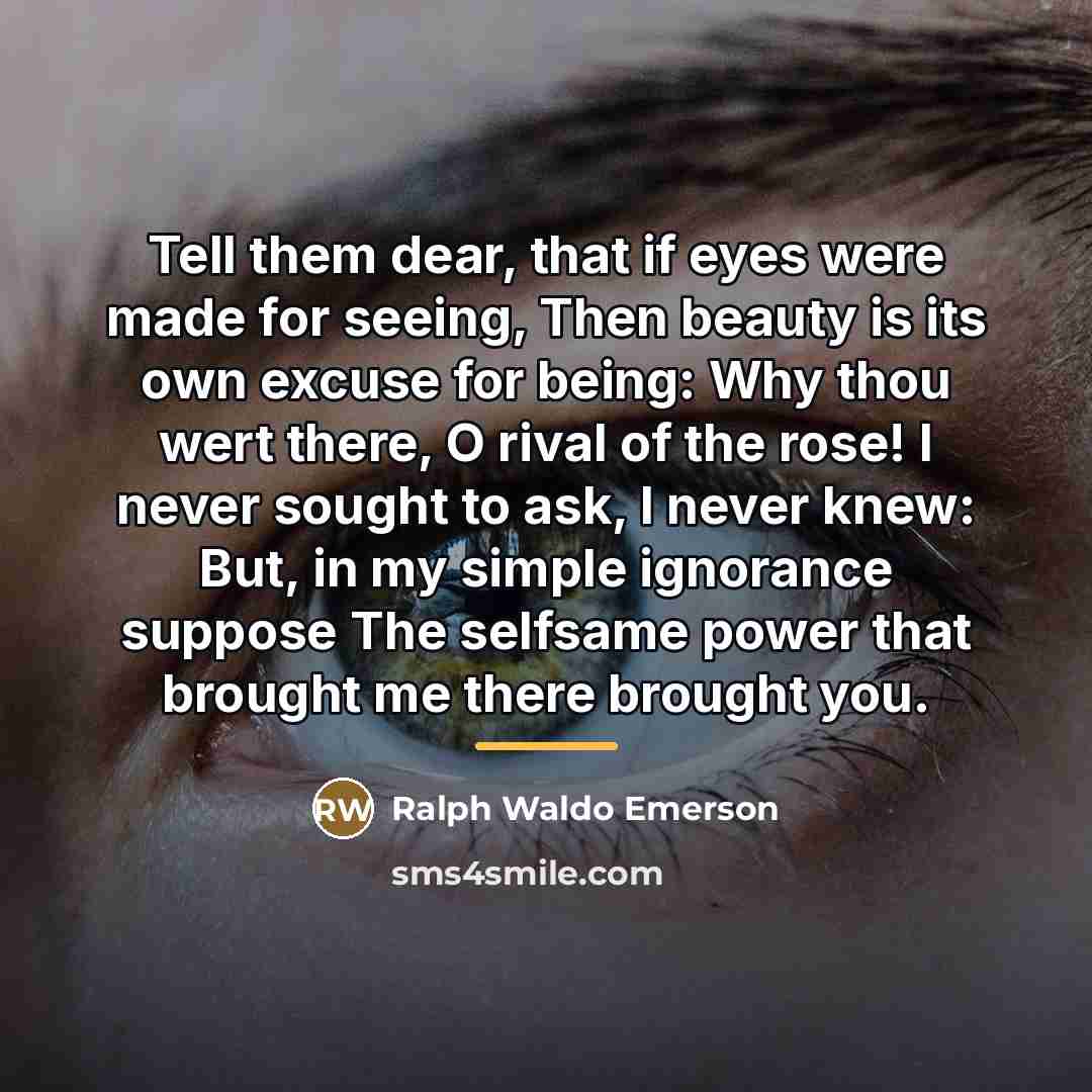 “Tell them dear, that if eyes were made for seeing,…” quote by Ralph Waldo Emerson