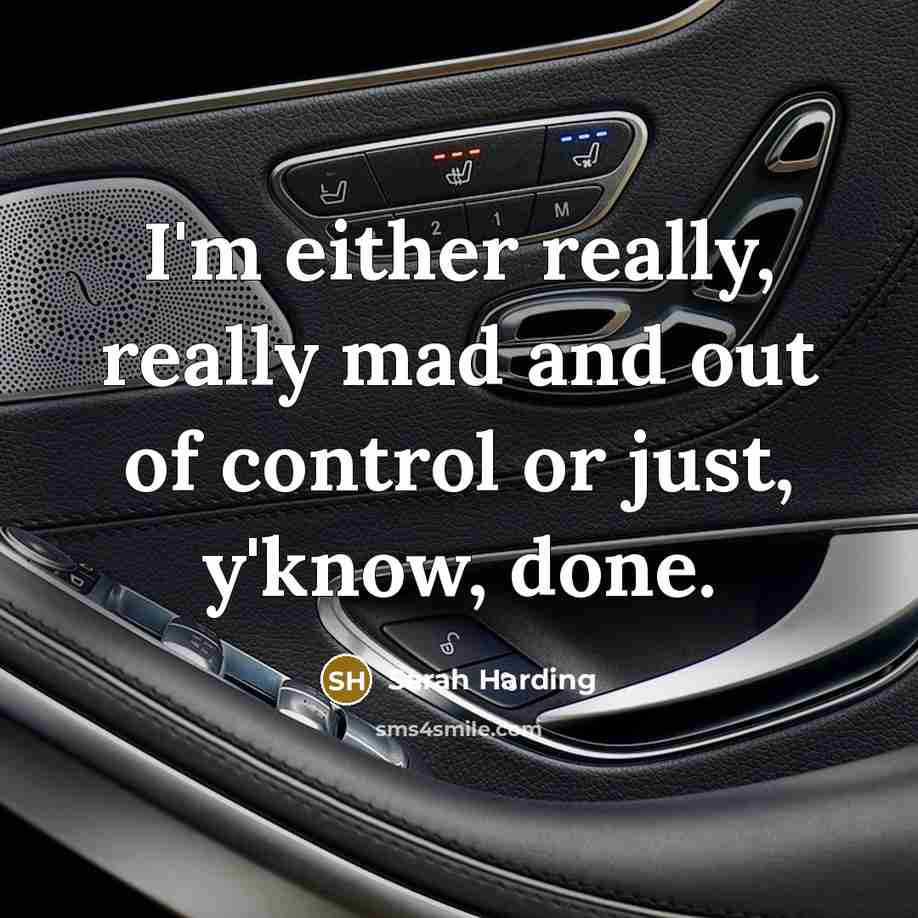 “I'm either really, really mad and out of control or…” quote by Sarah Harding