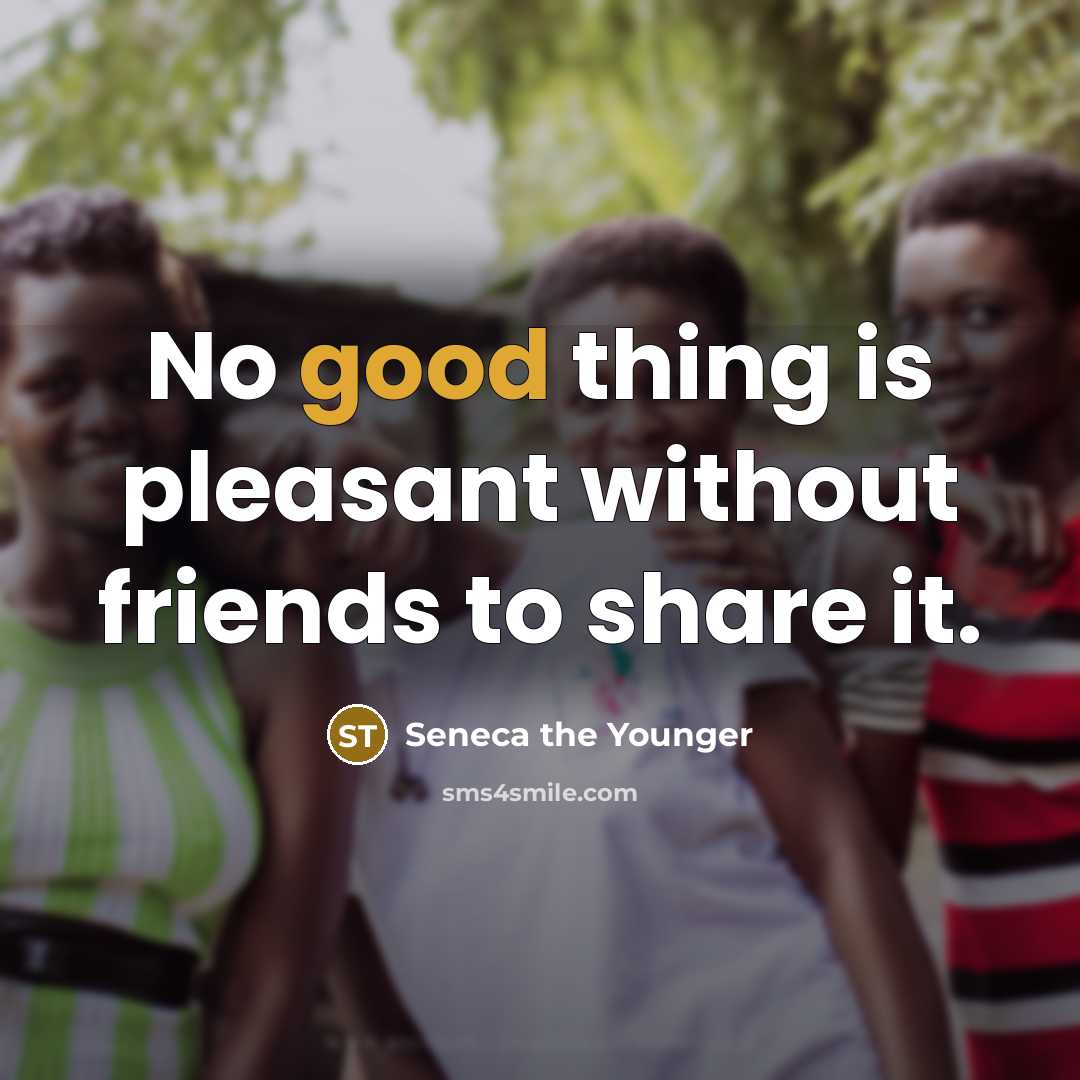 “No good thing is pleasant without friends to share it.…” quote by Seneca the Younger