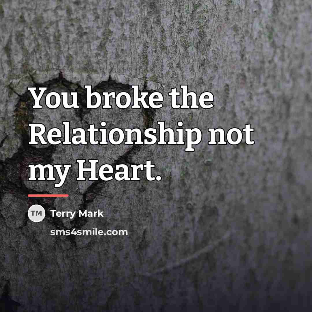 “You broke the Relationship not my Heart.…” quote by Terry Mark