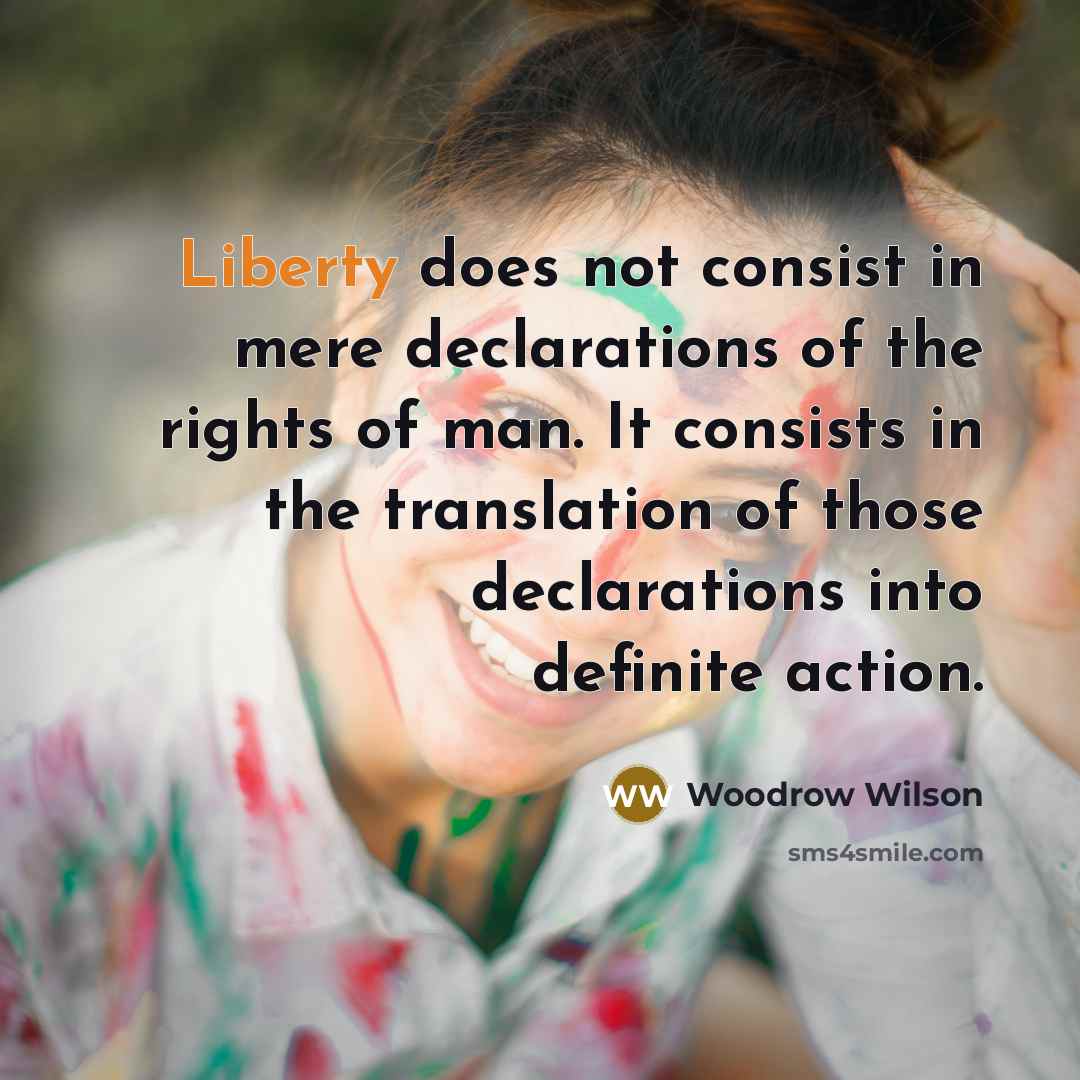 “Liberty does not consist in mere declarations of the rights…” quote by Woodrow Wilson
