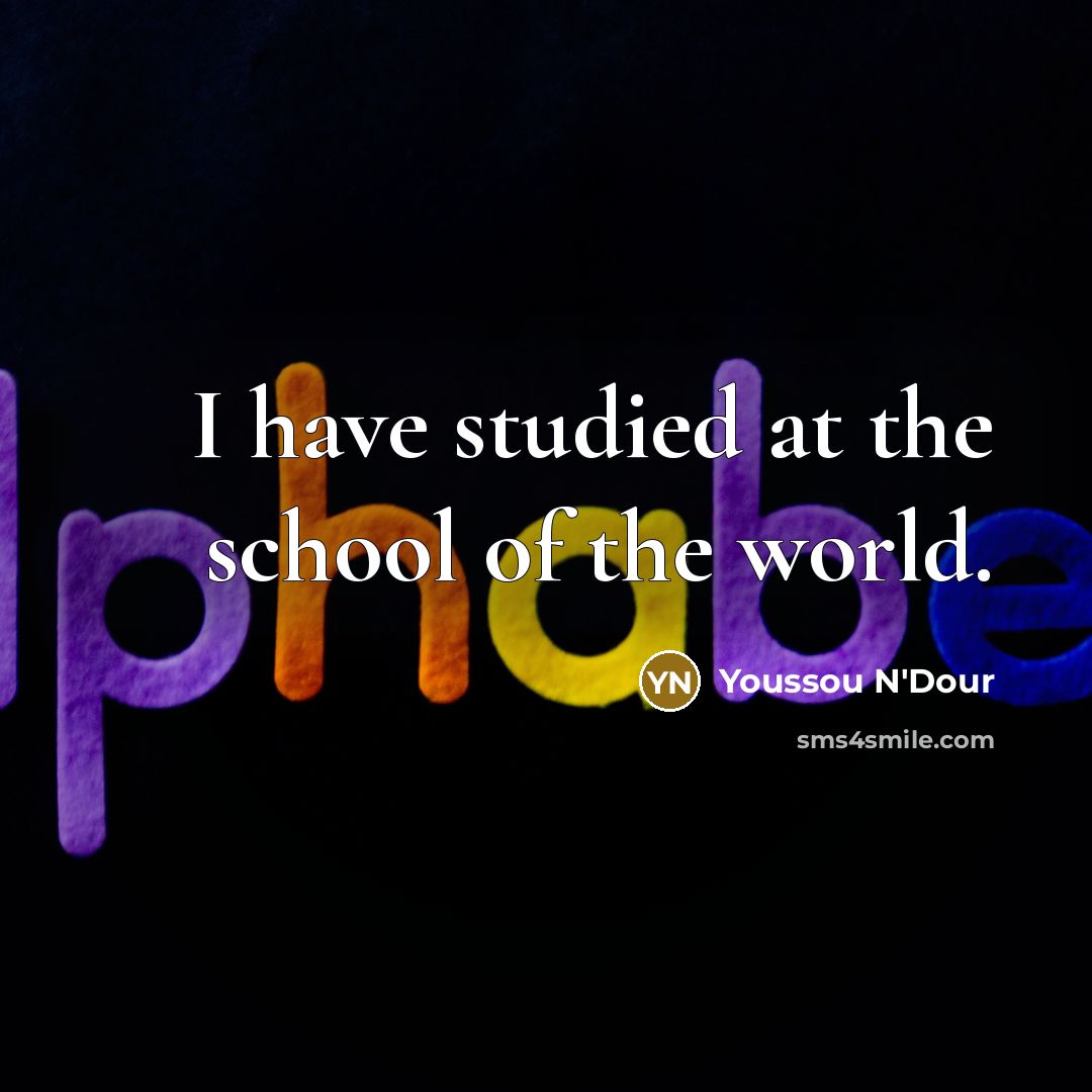 “I have studied at the school of the world.…” quote by Youssou N'Dour